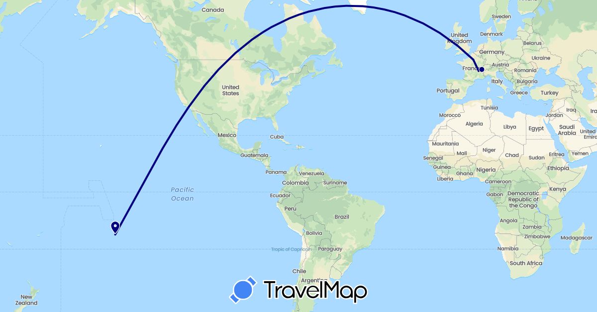 TravelMap itinerary: driving in Switzerland, France, United States (Europe, North America)